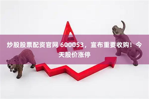 炒股股票配资官网 600053，宣布重要收购！今天股价涨停